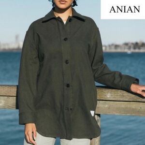 ANIAN The Painters Cotton Coat Shirt Jacket Sz S Olive Green